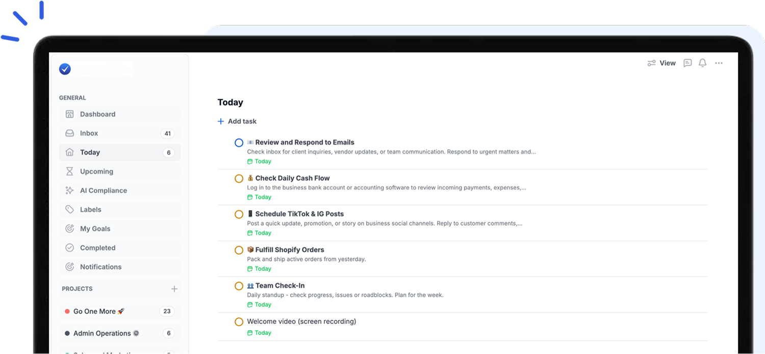 Productivity Dashboard Mockup