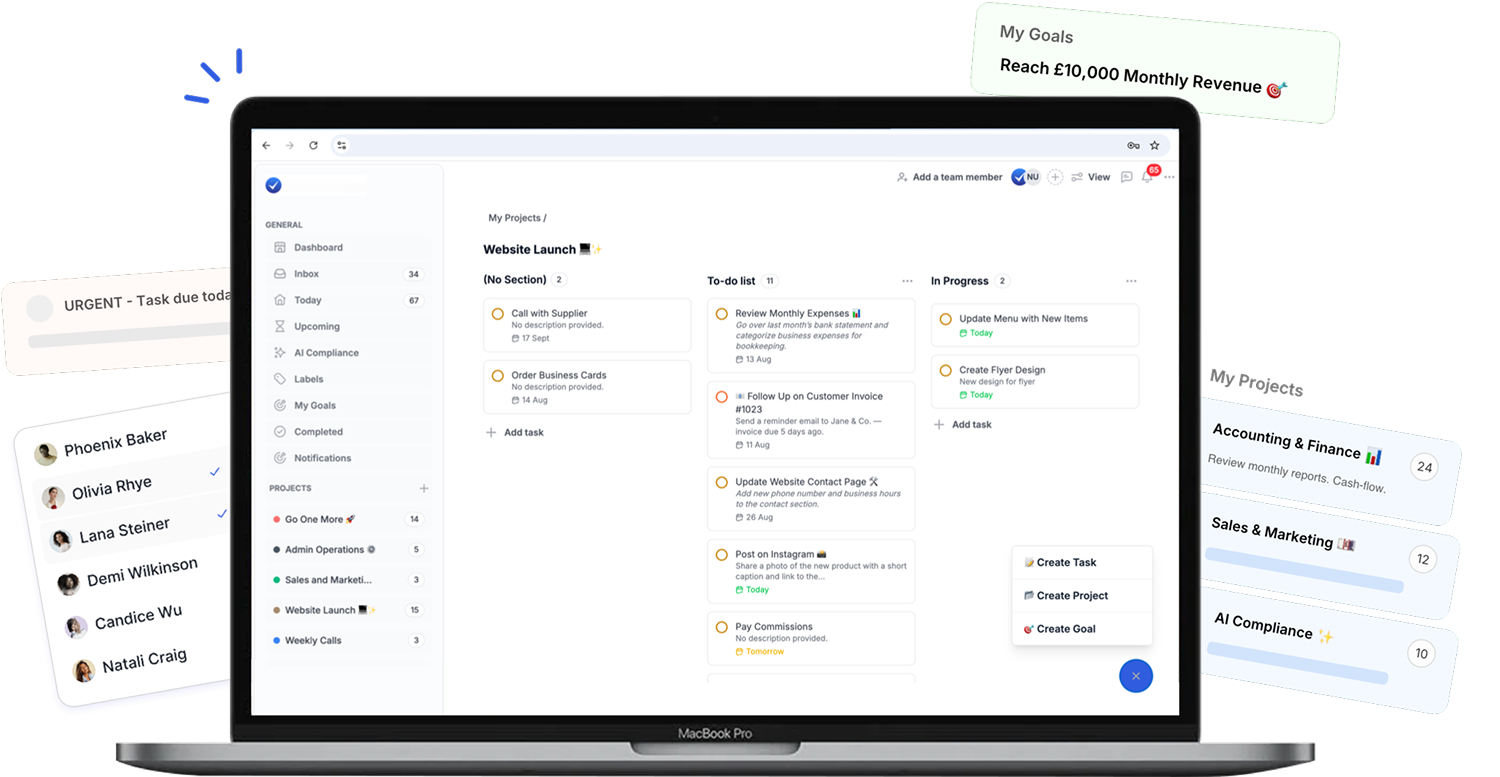 Productivity Dashboard Mockup